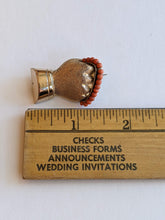 Load image into Gallery viewer, 19th c. Gold Filled + Coral Bead Fist Brooch
