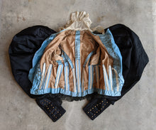 Load image into Gallery viewer, 1890s Black + Blue Silk Bodice | Study + Display