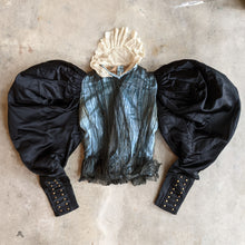Load image into Gallery viewer, 1890s Black + Blue Silk Bodice | Study + Display