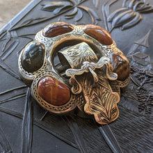 Load image into Gallery viewer, Sterling Silver Victorian Scottish Agate Buckle Brooch