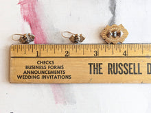 Load image into Gallery viewer, c. 1880s 9k Gold Demi Parure Earrings + Brooch