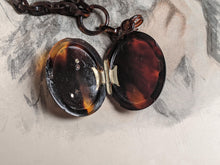 Load image into Gallery viewer, 19th c. Tortoise Shell Locket + Chain