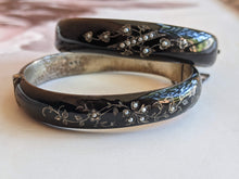 Load image into Gallery viewer, c. 1860s Pair of Silver Enamel Bracelets