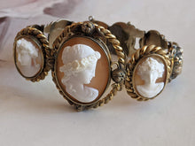 Load image into Gallery viewer, 19th c. 14k Gold Cameo Bracelet - The Three Graces