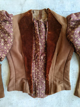 Load image into Gallery viewer, c. 1890s Silk + Velvet Novelty Print Bodice