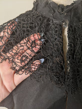 Load image into Gallery viewer, c. 1890s Black Silk Capelet w/ Lace Collar