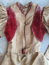 Load image into Gallery viewer, c. 1890s Gold and Burgundy Silk Dress | Study + Display