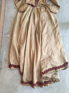 c. 1890s Gold and Burgundy Silk Dress | Study + Display