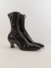 Load image into Gallery viewer, 1920s Black Lace Up Louis Heel Boots | Approx Sz 6.5-7
