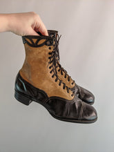 Load image into Gallery viewer, 1930s Lace Up Brown and Black Boots | Approx Sz 7
