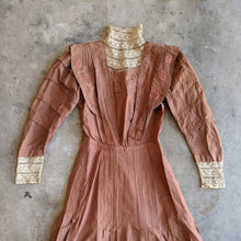 Load image into Gallery viewer, c. 1908-1909 Peach Silk Dress | Study + Display