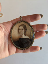 Load image into Gallery viewer, Early Victorian Hand Painted Portrait Pendant