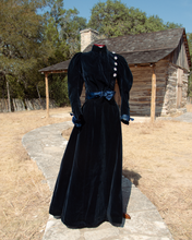 Load image into Gallery viewer, c. 1899-1900 Blue Velvet Dress