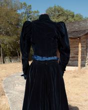 Load image into Gallery viewer, c. 1899-1900 Blue Velvet Dress