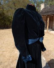 Load image into Gallery viewer, c. 1899-1900 Blue Velvet Dress