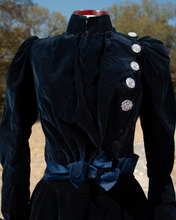 Load image into Gallery viewer, c. 1899-1900 Blue Velvet Dress
