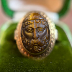 Reserved - 14k Gold Carved Tigers Eye Ring