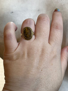Reserved - 14k Gold Carved Tigers Eye Ring