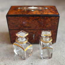 Load image into Gallery viewer, 19th c. Walnut Burl Music Box + Perfume Case