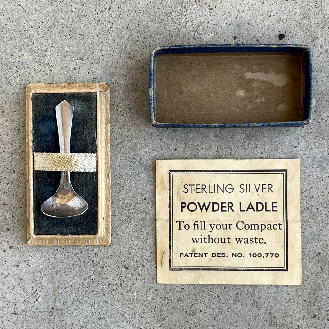 RESERVED c. 1930s Sterling Silver Powder Ladel in Original Box