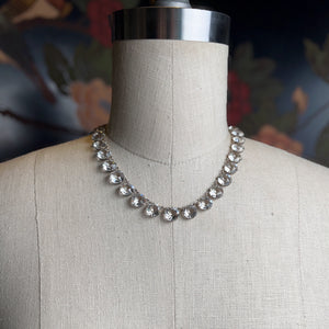 Art Deco Sterling Silver Paste Riviere Necklace