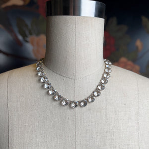 Art Deco Sterling Silver Paste Riviere Necklace