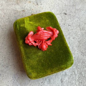 c. 1880s-1890s "Coral" Celluloid Fede Brooch