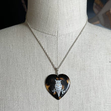 Load image into Gallery viewer, 19th c. Tortoise Shell Heart Owl Necklace