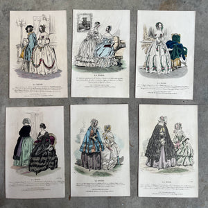 Lot of 11 1830s-1840s La Mode Fashion Plates
