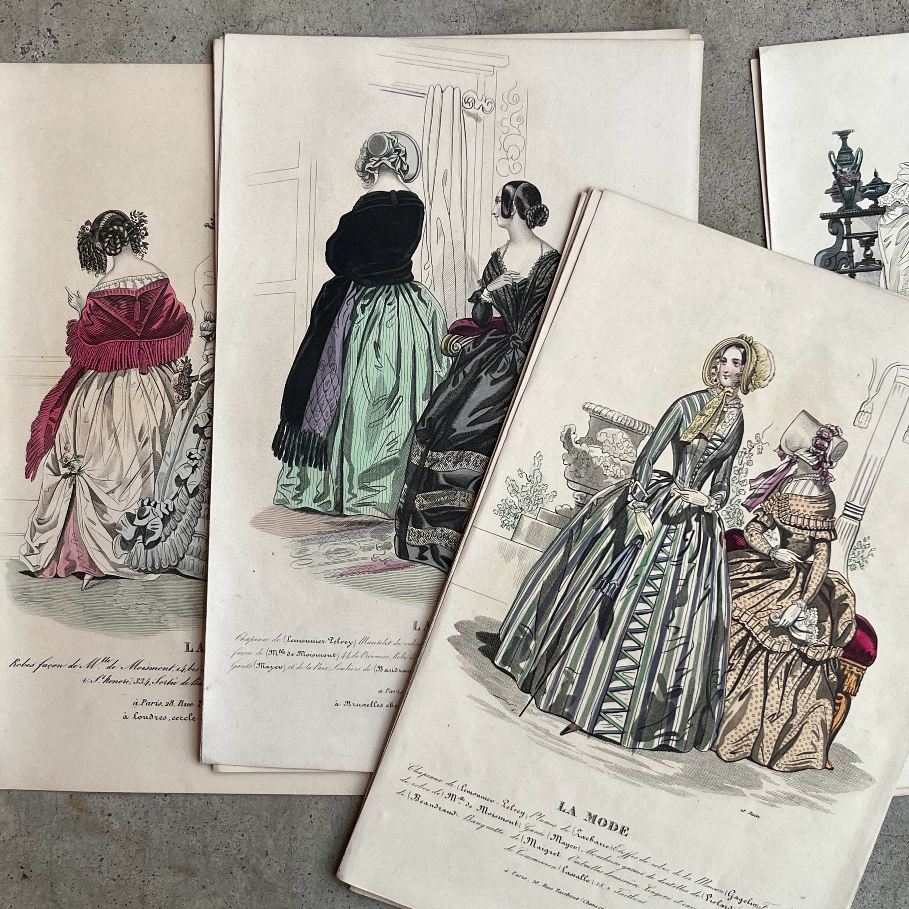 Lot of 11 1830s-1840s La Mode Fashion Plates – Witchy Vintage