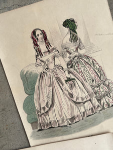 Lot of 11 1830s-1840s La Mode Fashion Plates