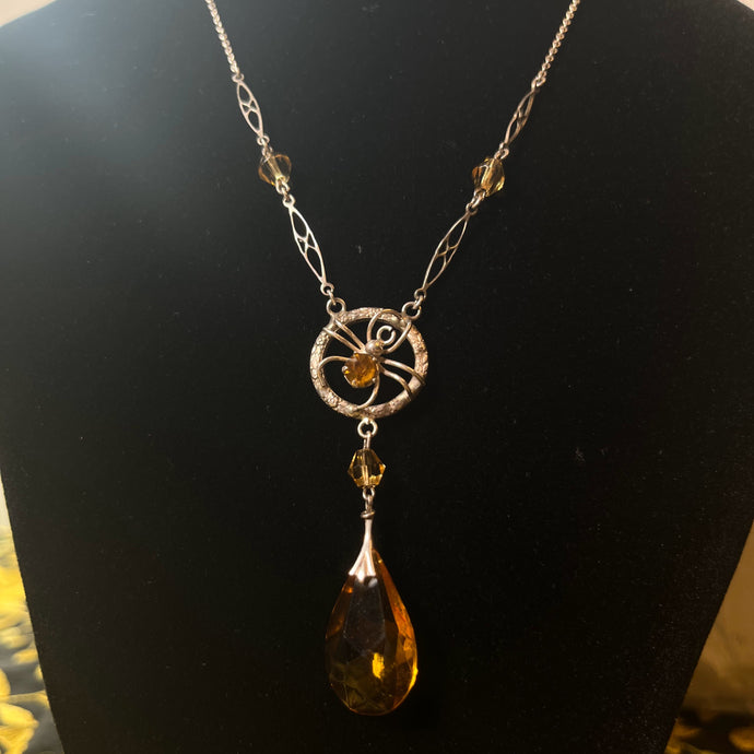 c. 1930s Sterling Silver Spider Necklace