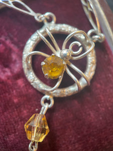 c. 1930s Sterling Silver Spider Necklace