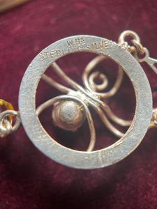 c. 1930s Sterling Silver Spider Necklace