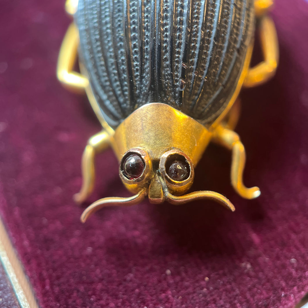 Victorian 14k Gold Beetle Brooch