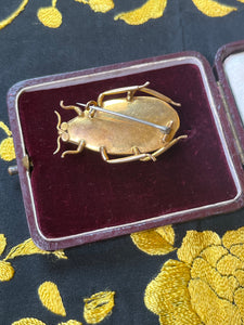 Victorian 14k Gold Beetle Brooch