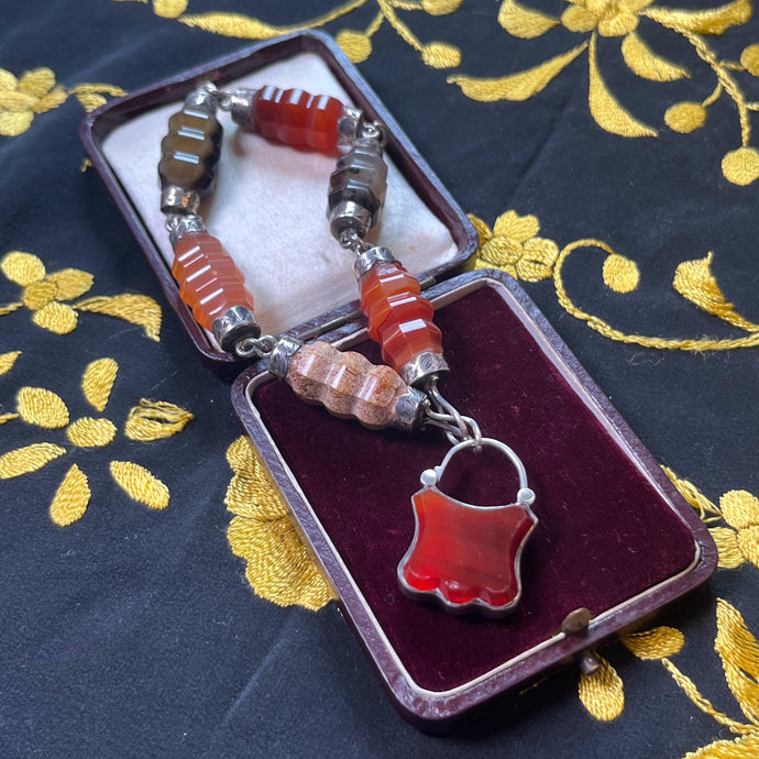 Victorian Scottish Agate Bracelet Sterling Silver