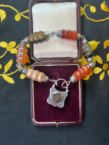 Victorian Scottish Agate Bracelet Sterling Silver