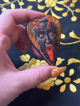 Load image into Gallery viewer, Victorian Mauchline Ware Heart Pincushion with Krampus