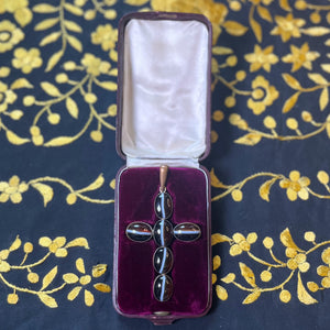 Victorian Boxed Agate Cross Pendant