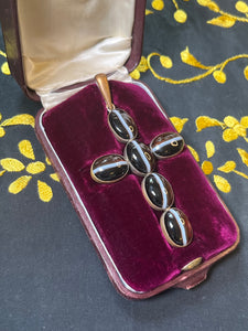 Victorian Boxed Agate Cross Pendant