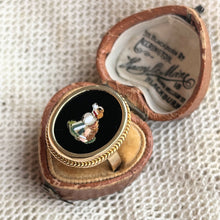 Load image into Gallery viewer, Late 19th c. 14k Gold Micromosaic Dog Conversion Ring