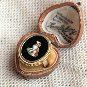 Late 19th c. 14k Gold Micromosaic Dog Conversion Ring