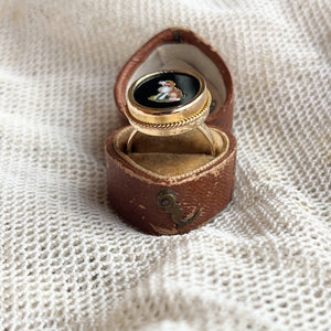 Late 19th c. 14k Gold Micromosaic Dog Conversion Ring