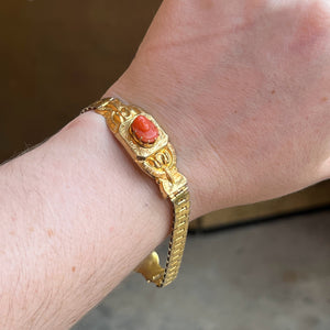 c. 1870s 18k Gold Filled Coral Cameo Bracelet