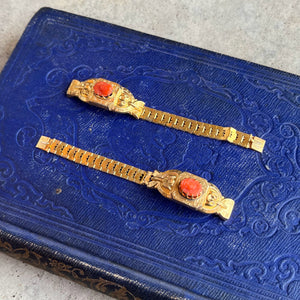 c. 1870s 18k Gold Filled Coral Cameo Bracelet