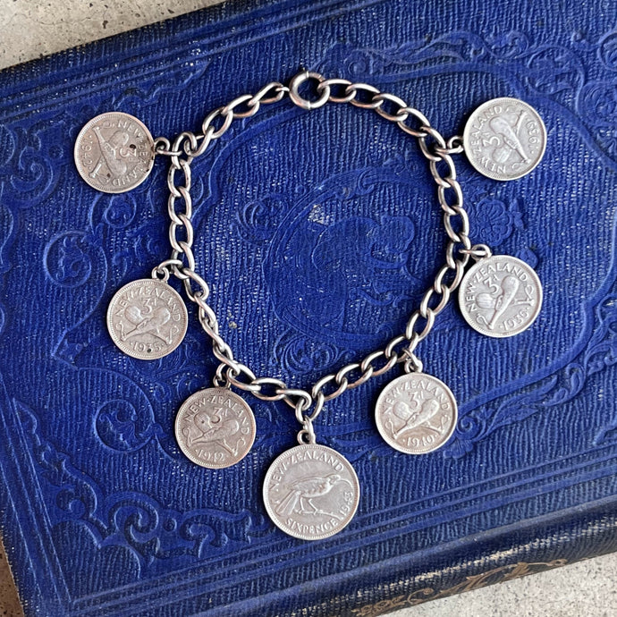 c. 1940s Sterling Silver Coin Bracelet