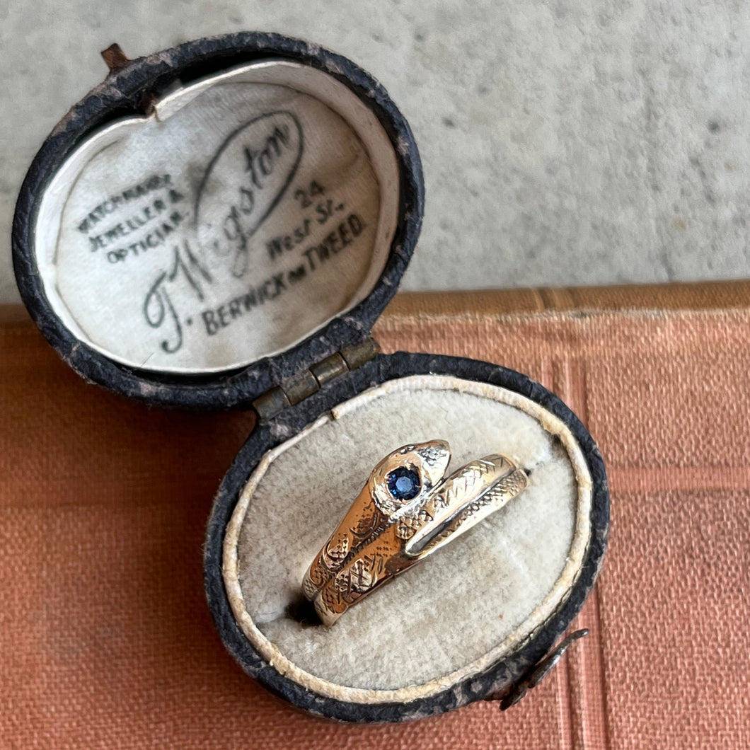 1886 14k Gold Snake Sapphire Ring