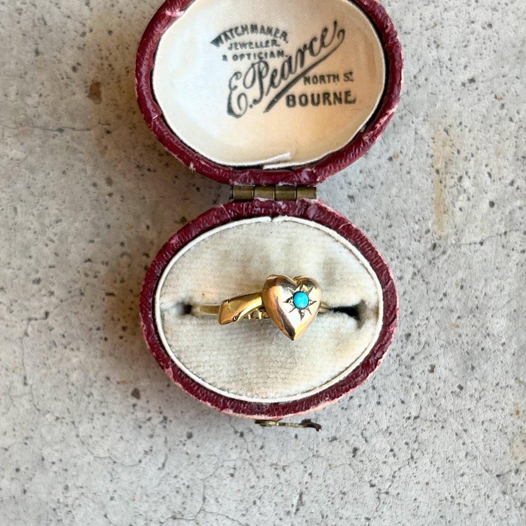 19th c. 9k Gold Snake Heart Ring