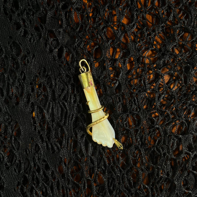 Turn of the Century Mother of Pearl Hand with Snake Pendant